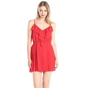 BCBGeneration deep orange, ruffle, V-neck chiffon, mini dress size M